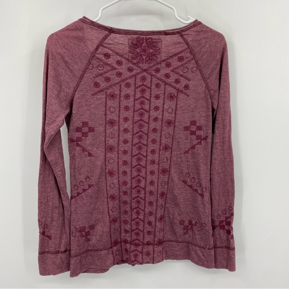 Johnny Was Maroon Embroidered Long Sleeve Shirt XS - Picture 4 of 8